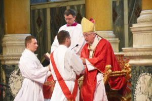 A seminarian being ordained a priest by his bishop (Photo: WYM)